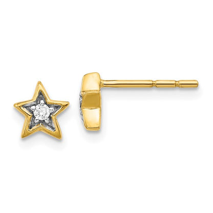 14k Gold Diamond Star Post Earrings
