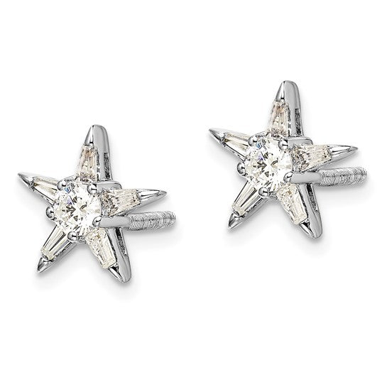 14k White Gold Diamond Star Shaped Earrings