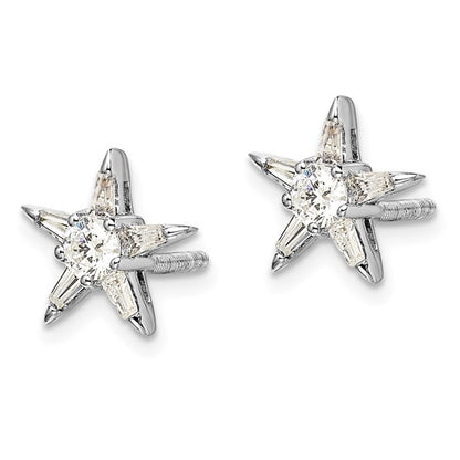 14k White Gold Diamond Star Shaped Earrings