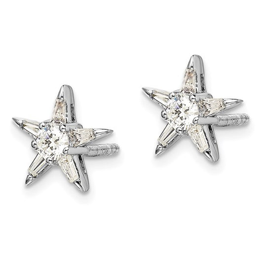 14k White Gold Diamond Star Shaped Earrings