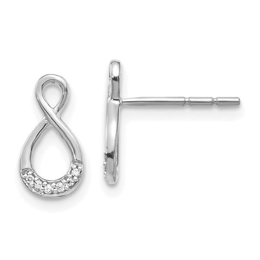 14k White Gold Diamond Twisted Post Earrings