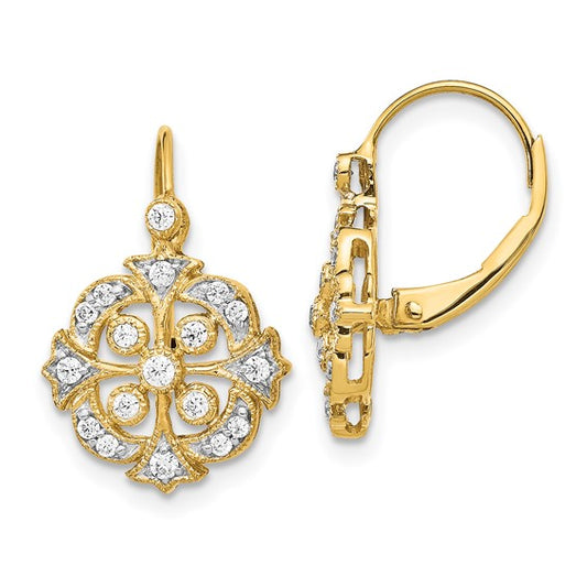 14k Diamond Leverback Earrings