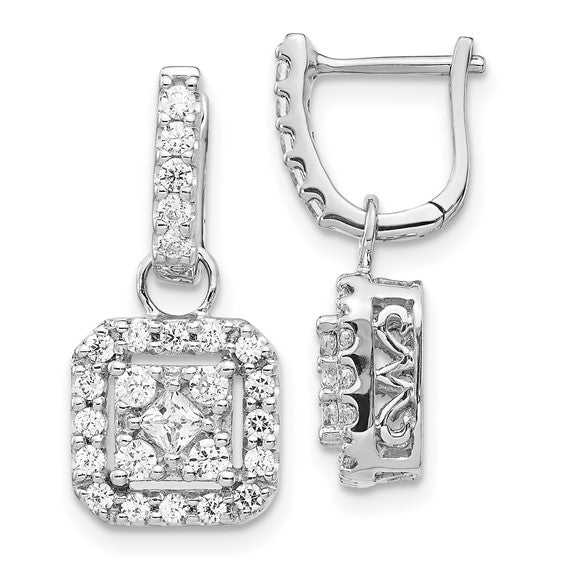 14k White Gold Diamond Hinged Earrings