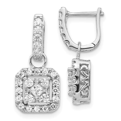 14k White Gold Diamond Hinged Earrings