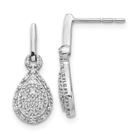 14k White Gold Diamond Teardrop Post Earrings