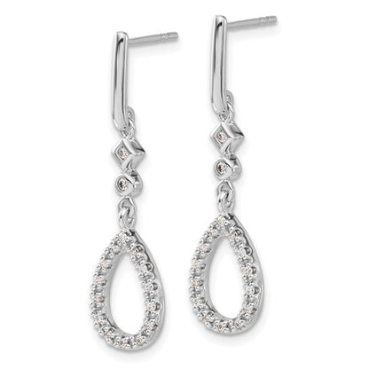 14k White Gold Diamond Teardrop Earrings