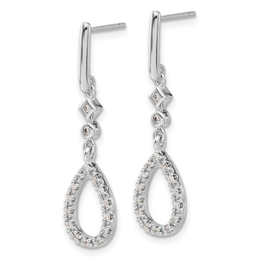 14k White Gold Diamond Teardrop Earrings