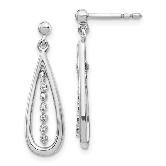14k White Gold Diamond Teardrop Post Earrings
