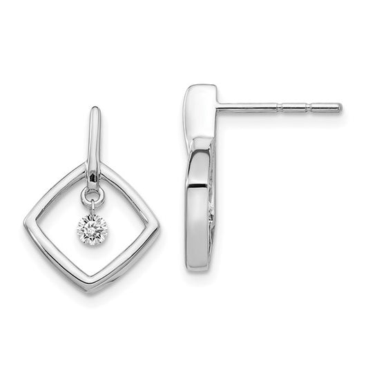 14k White Gold Diamond Post Earrings