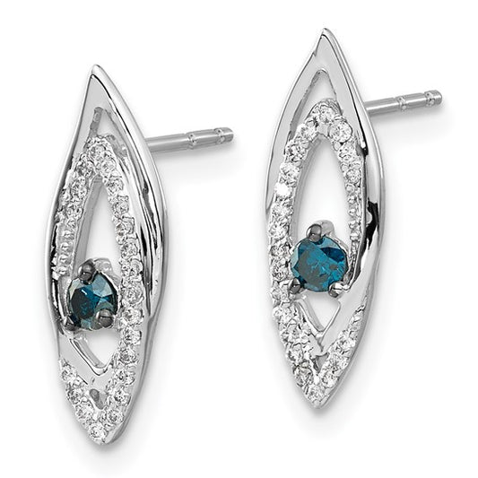 14k White Gold Blue/White Diamond Earrings