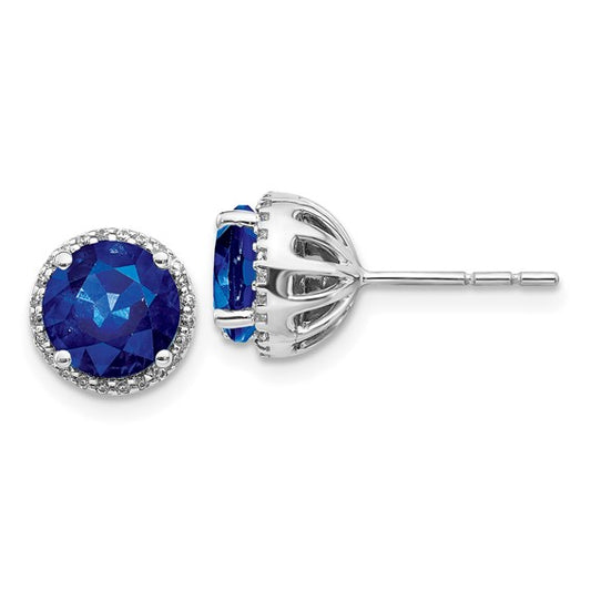 14k White Gold Diamond and Emerald Post Earrings