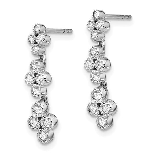 True Origin 14K White Gold 3/8 carat Lab Grown Diamond VS/SI D E F Post Dangle Floral Bloom Earrings
