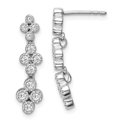 True Origin 14K White Gold 3/8 carat Lab Grown Diamond VS/SI D E F Post Dangle Floral Bloom Earrings