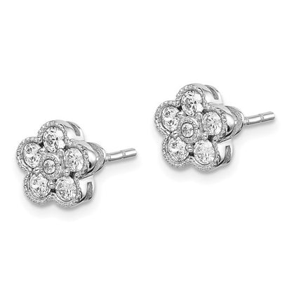 True Origin 14K White Gold 1/2 carat Lab Grown Diamond VS/SI D E F Floral Post Earring