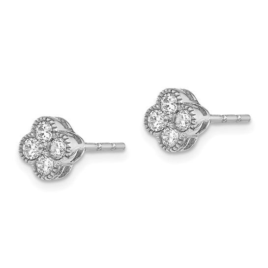 True Origin 14K White Gold 1/2 carat Lab Grown Diamond VS/SI D E F Bloom Floral Post Earring