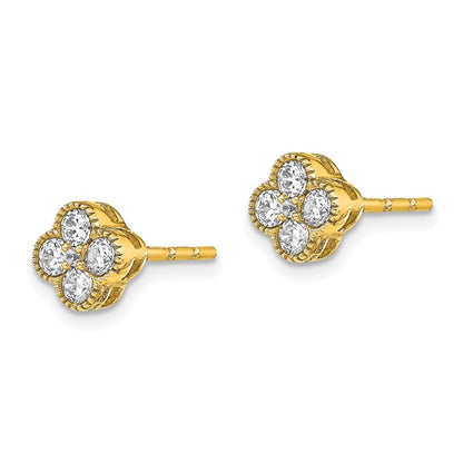 True Origin 14K 1/2 carat Lab Grown Diamond VS/SI D E F Bloom Floral Post Earring