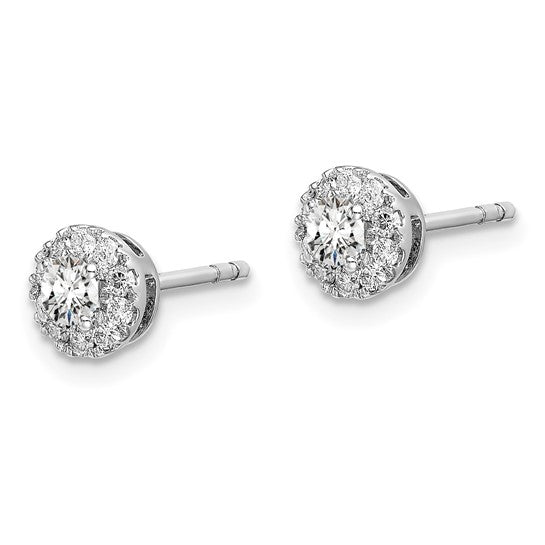 14K White Gold Lab Grown Diamond VS/SI GH, Round Halo Earrings
