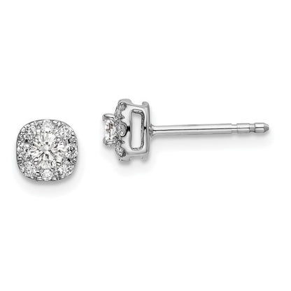 14K White Gold Lab Grown Diamond VS/SI GH, Cushion Halo Earrings