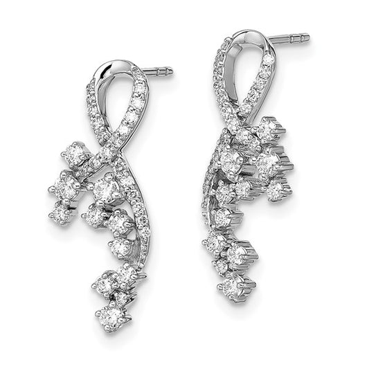 14k White Gold Fancy Florina Diamond Post Earrings
