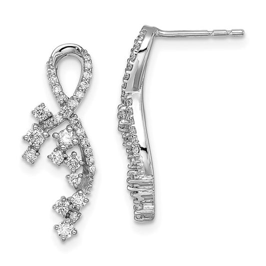 14k White Gold Fancy Florina Diamond Post Earrings
