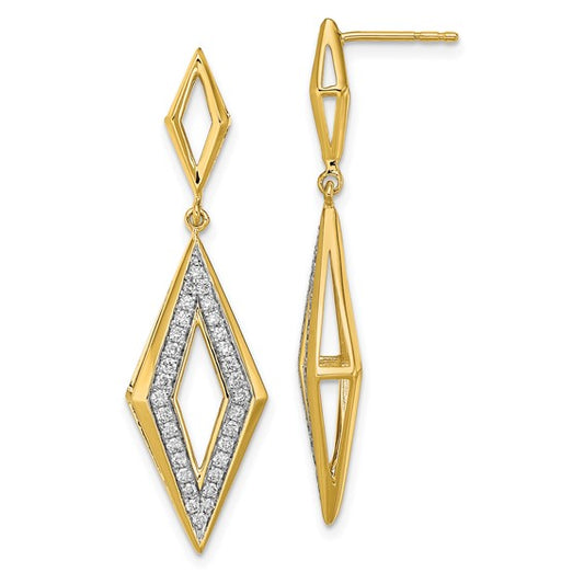 14k Polished Diamond Dangle Post Earrings