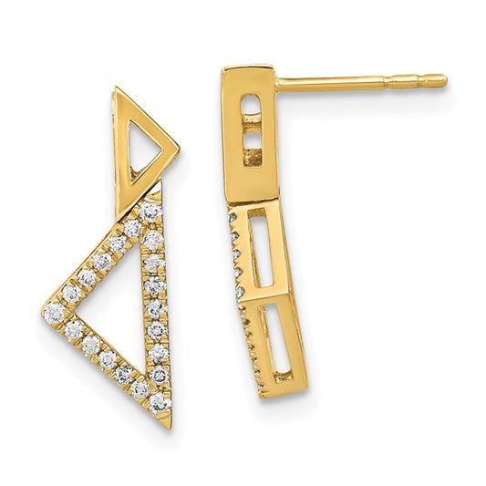 14k Polished Diamond Double Stacked Triangle Post Earrings
