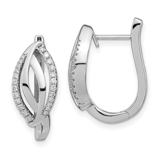 14k White Gold Diamond Hinged Hoop Earrings
