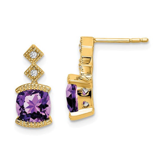 14k Amethyst and Diamond Earrings