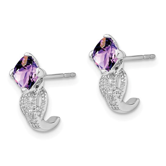 14k White Gold Amethyst and Diamond Earrings