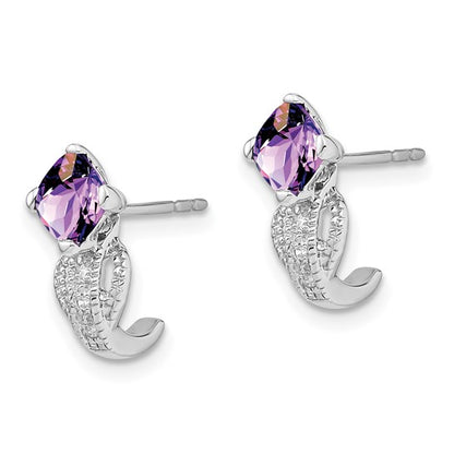 14k White Gold Amethyst and Diamond Earrings