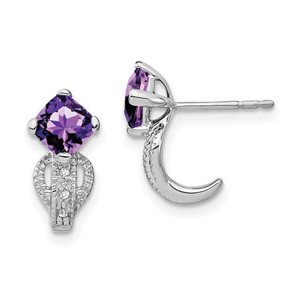 14k White Gold Amethyst and Diamond Earrings