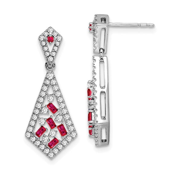 14k White Gold Ruby and Diamond Earrings