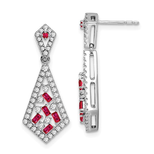 14k White Gold Ruby and Diamond Earrings