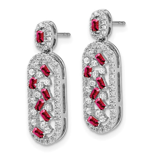 14k White Gold Ruby and Diamond Earrings