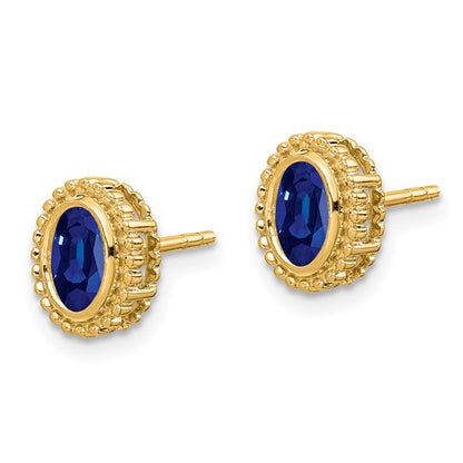 14k Oval Sapphire Post Earrings