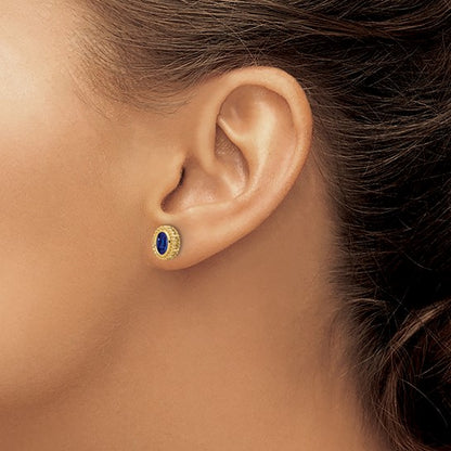 14k Oval Sapphire Post Earrings