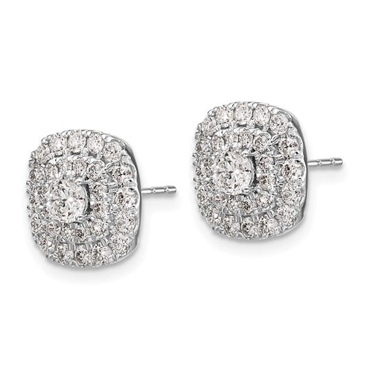 14K White Gold Lab Grown Diamond VS/SI GH, Double Halo Earrings