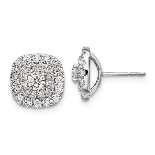 14K White Gold Lab Grown Diamond VS/SI GH, Double Halo Earrings