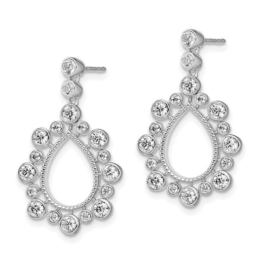 14K White Gold Lab Grown Diamond SI1/SI2, G H, Teardrop Bezel Post Earring