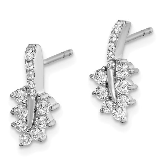 14K White Gold Lab Grown Diamond SI1/SI2, G H, Leaf Post Earrings