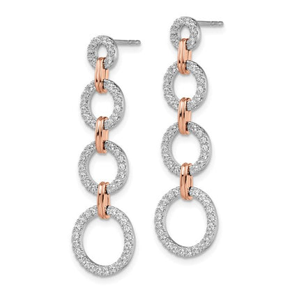 14K Two-Tone Lab Grown Dia SI1/SI2, G H, Circle Drop Post Earrings