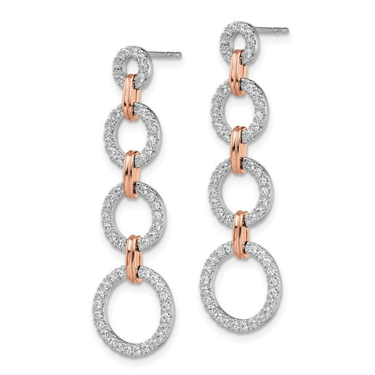 14K Two-Tone Lab Grown Dia SI1/SI2, G H, Circle Drop Post Earrings
