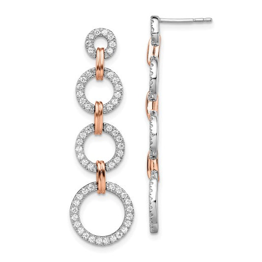 14K Two-Tone Lab Grown Dia SI1/SI2, G H, Circle Drop Post Earrings