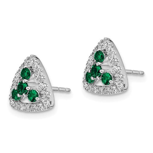 14K White Gold Lab Grown Diamond SI1/SI2, G H, Cr.Emer Triangle Post Earring