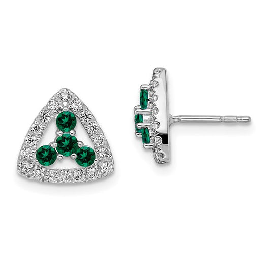 14K White Gold Lab Grown Diamond SI1/SI2, G H, Cr.Emer Triangle Post Earring