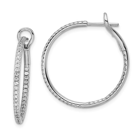 14K White Gold Lab Grown Diamond VS/SI GH, In and Out Hoop Earrings