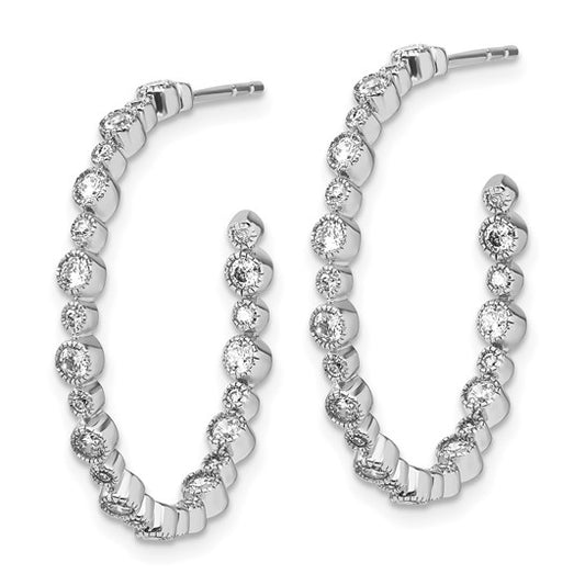 14K White Gold Lab Grown Dia. VS/SI GH, Circle Bezel Hoop Post Earring