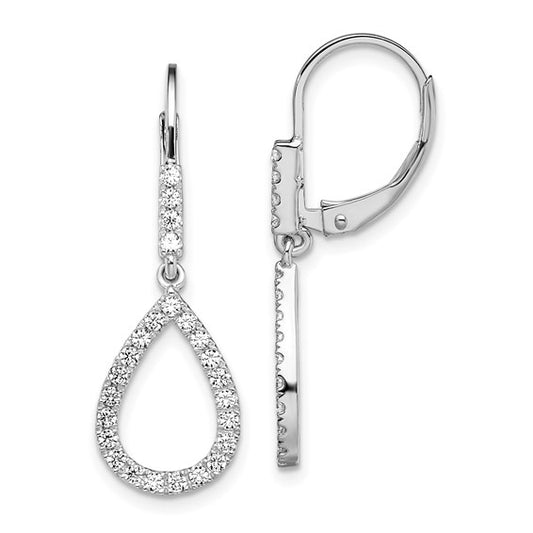 14K White Gold Lab Grown Diamond VS/SI GH, Teardrop Leverback Earring