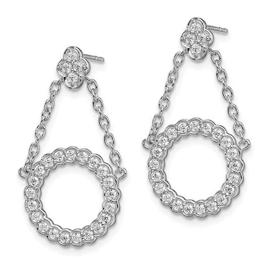 14K White Gold Lab Grown Diamond VS/SI GH, Circle Chain Drop Post Earrings