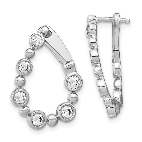 14K White Gold Lab Grown Dia VS/SI GH, Circle Bezel Twist Hoop Earri